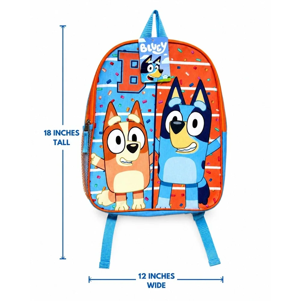 Bluey Bingo Kids Backpack School Bag‎ NWT Toddler Preschool Blue Orange 18
